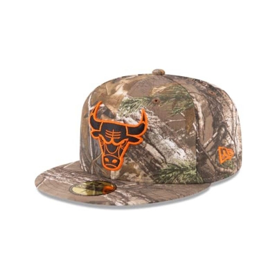 Sapca New Era Chicago Bulls NBA Realtree Orange Hit 59FIFTY Fitted - Maro